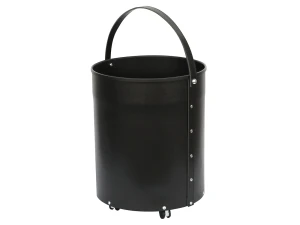 Kosz na drewno, na kółkach, ekoskóra czarna - ArtFuego K-4200-2-CZ