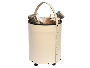 Kosz na drewno, na kółkach, ekoskóra kremowa - ArtFuego K-4200-2-KR