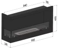 SIMPLE fire CORNER 900 lewy Biokominek do zabudowy narożny schemat
