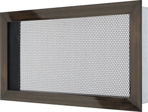 Kratka 17x30 stary mosiądz połysk gładka siatka czarna