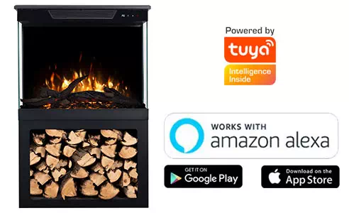 Kominek elektryczny AFLAMO TOWER z podstawą - aplikacja mobilna