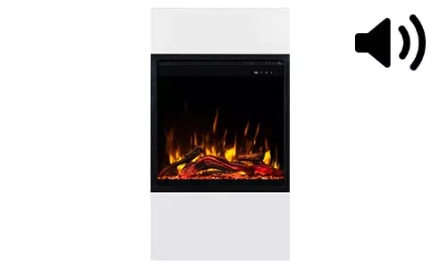 Kominek elektryczny AFLAMO MILOS - wbudowany głośnik imitujący palące się drewno