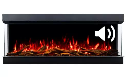 Kominek elektryczny AFLAMO SUPERB 3D - wbudowany głośnik imitujący palące się drewno