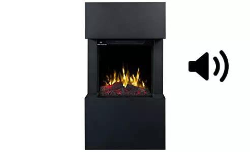 Kominek elektryczny AFLAMO TEXEL - wbudowany głośnik z dźwiękiem palącego drewna