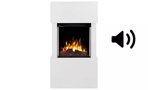 Kominek elektryczny AFLAMO TEXEL - wbudowany głośnik z dźwiękiem palącego drewna