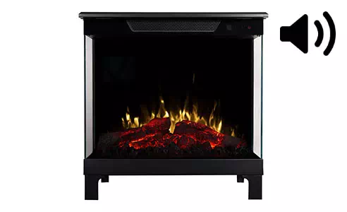 Kominek elektryczny AFLAMO TOWER - wbudowany głośnik z dźwiękiem palącego drewna