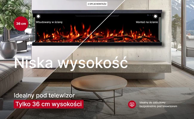 Emotion Flame UNITY 152 niski kominek elektryczny do montażu pod telewizorem
