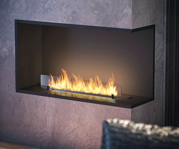 INFIRE ETRONIC BASIC R 1000 - narożny biokominek automatyczny do zabudowy w ścianie