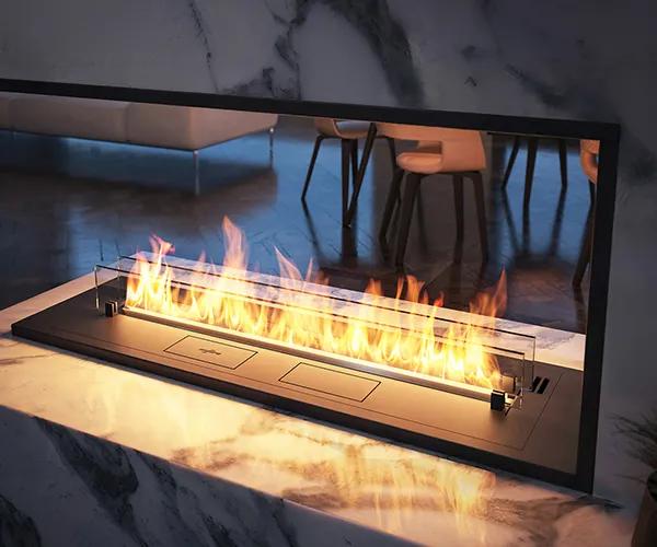 INFIRE ETRONIC U 1200 - trójstronny biokominek automatyczny do zabudowy w ścianie