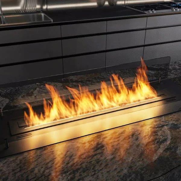 INFIRE INSERT 1000 BLACK - biokominek z szybami ochronnymi do zabudowy w blacie