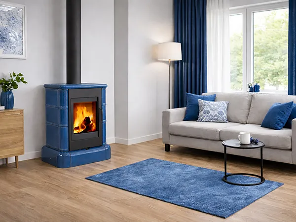 Kaflowy piec kominkowy ROMOTOP SIENA N 01 - kafle niebieskie