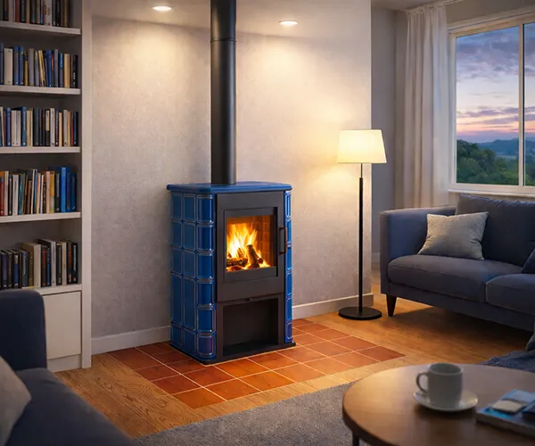 Kaflowy piec kominkowy ROMOTOP SIENA N 02 niebieski