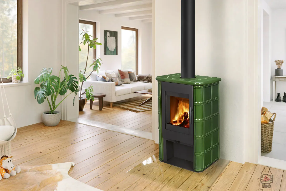 Kaflowy piec kominkowy ROMOTOP SIENA N 02 zielony
